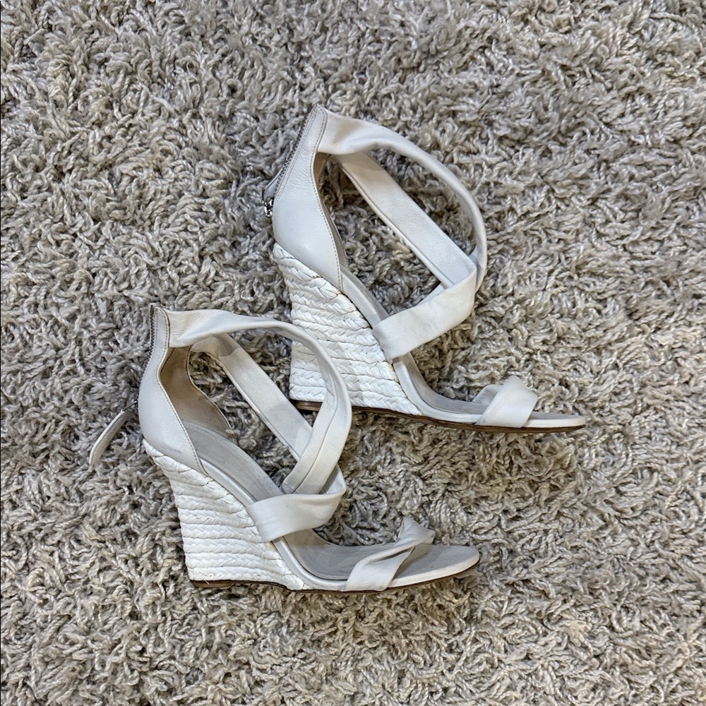 Burberry White Wedge Sandals size 6.5